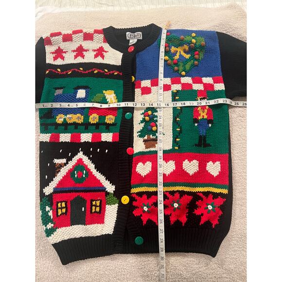 Vintage P’ Galli designs Christmas Cardigan Sweater Size Medium - Picture 6 of 7